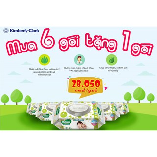 Bộ 6 gói khăn giấy ướt cho trẻ sơ sinh Huggies 64 tờ ( tặng kèm thêm 1 gói khăn ướt Huggies cùng loại)