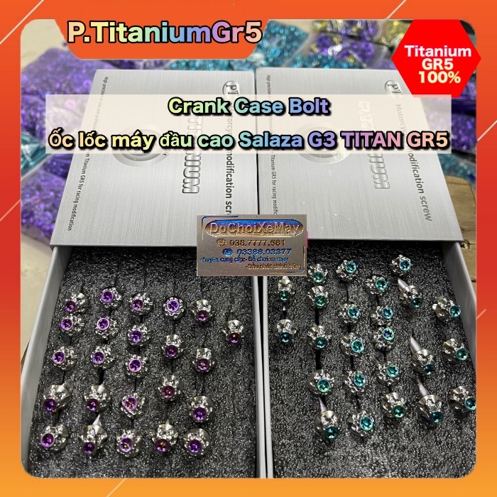 Ốc lốc máy đầu cao mẫu G3 Salaza Titan Gr5 Cao Cấp cho Ex 2010 , Ex 135 , Ex 150 , Ex 2011 . DoChoiXeMay