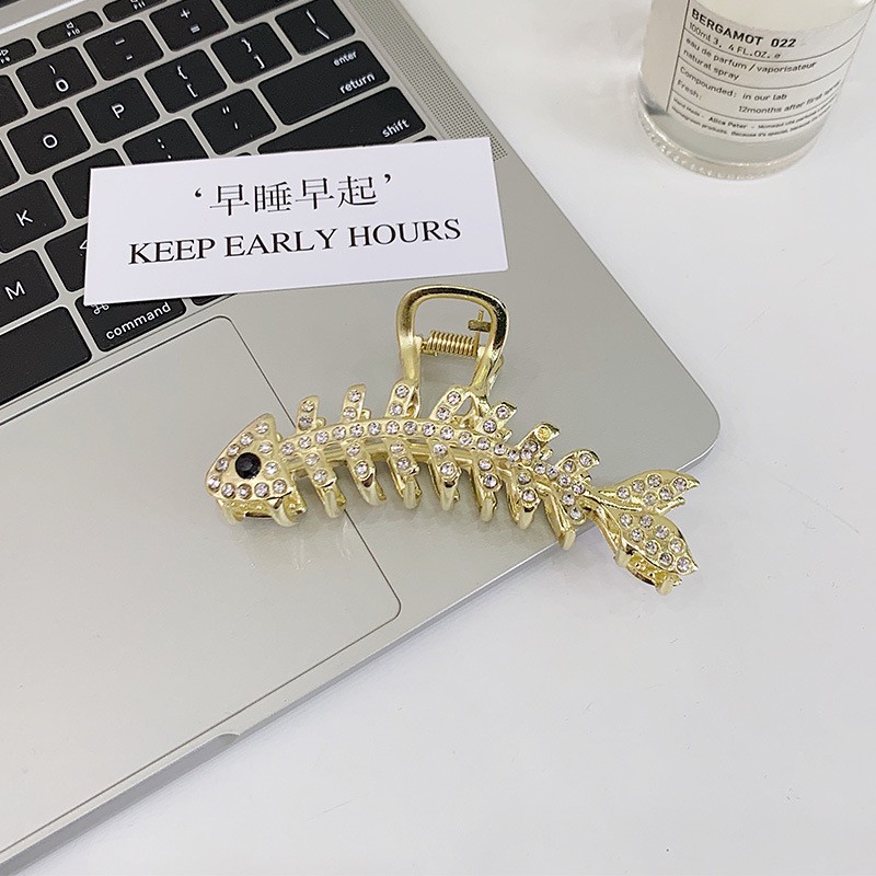 Kẹp tóc Hàn Quốc đính đá Cặp tóc càng cua kim loại xương cá hottrend thời trang cho nữ xinh sang chảnh Miituu KXC