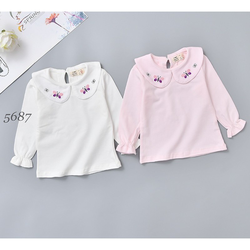 áo dài tay bé gái cổ bèo chất cotton nỉ  Ảnh thật Rio chụp, hàng có sẵn kèm video