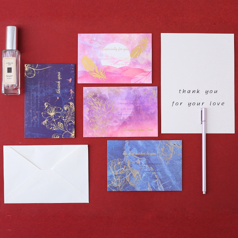 Set 6 Thiệp Chúc Mừng Màu Đồng Nhiều Màu Kèm Phong Bì Thư Dành Cho Tiệc Sinh Nhật