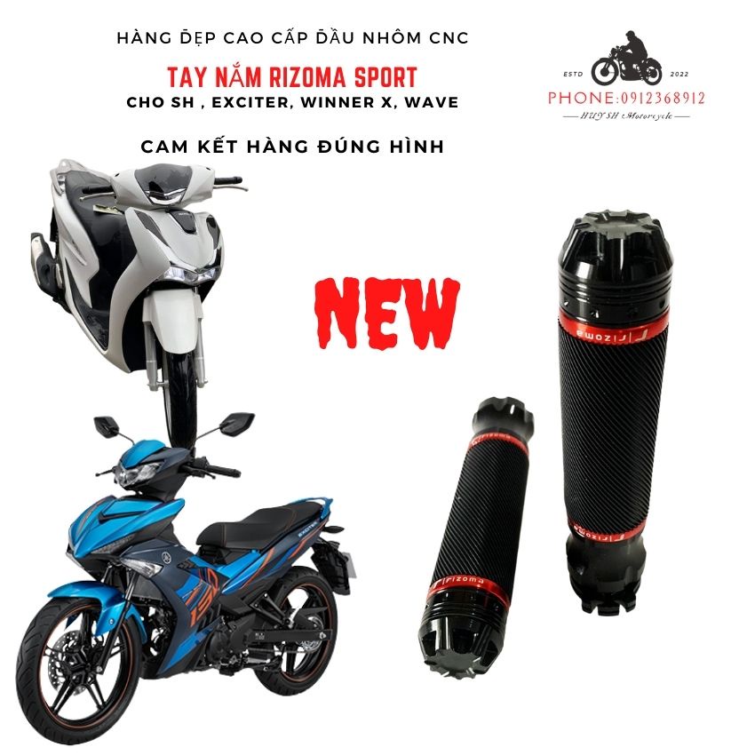 Tay Nắm Rizoma Sport Liền Đầu Gù Nhôm Tay Ga, Bao Tay Bản Sport Model 2022