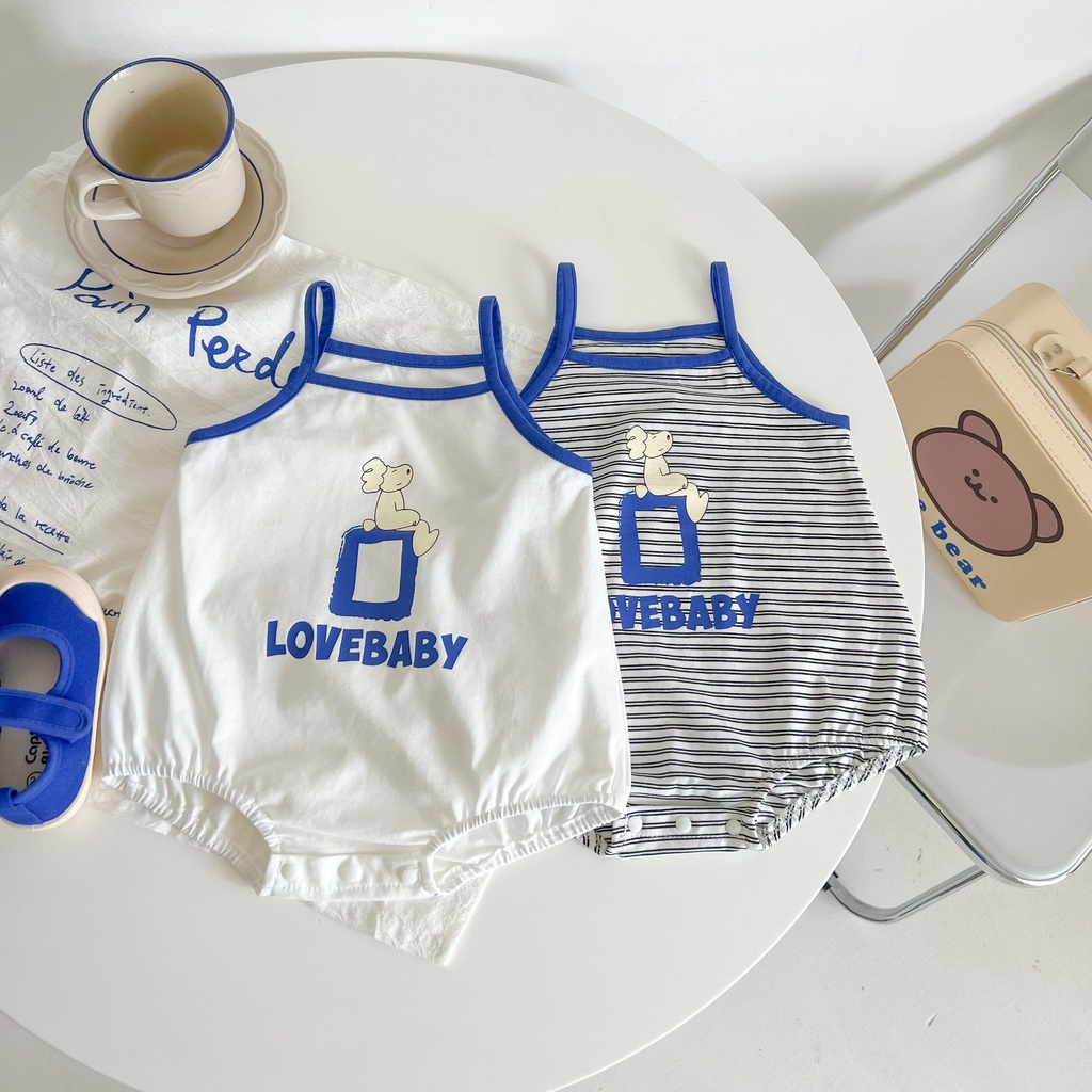 Jumpsuit Cotton SáT NáCh, HọA TiếT HoạT HìNh Kẻ SọC Cho Bé