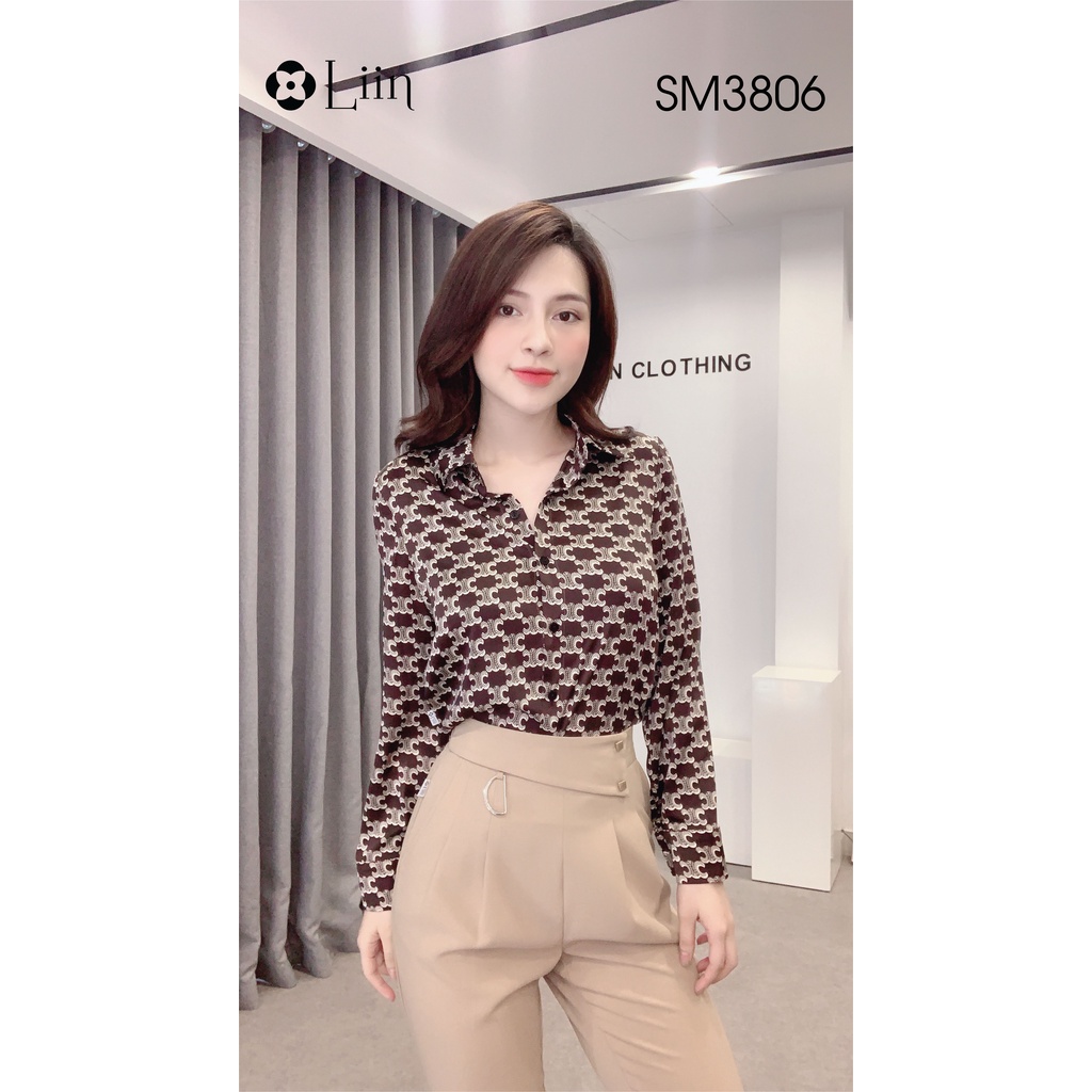 Áo sơ mi nữ Họa Tiết Pattern phong cách trẻ trung, hiện đại Liin Clothing SM3806
