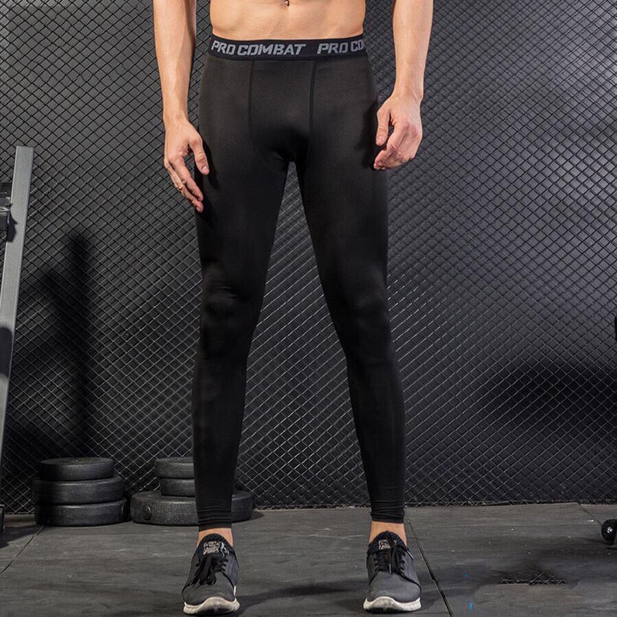 UẦN GIỮ NHIỆT COMBAT PRO , QUẦN LEGGING TẬP GYM NAM DÁNG DÀI MÀU ĐEN