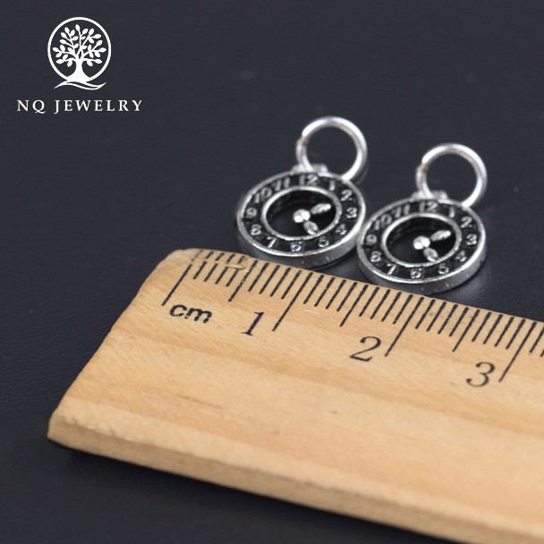 Charm bạc mặt đồng hồ treo nhỏ bạc thái - NQ Jewelry