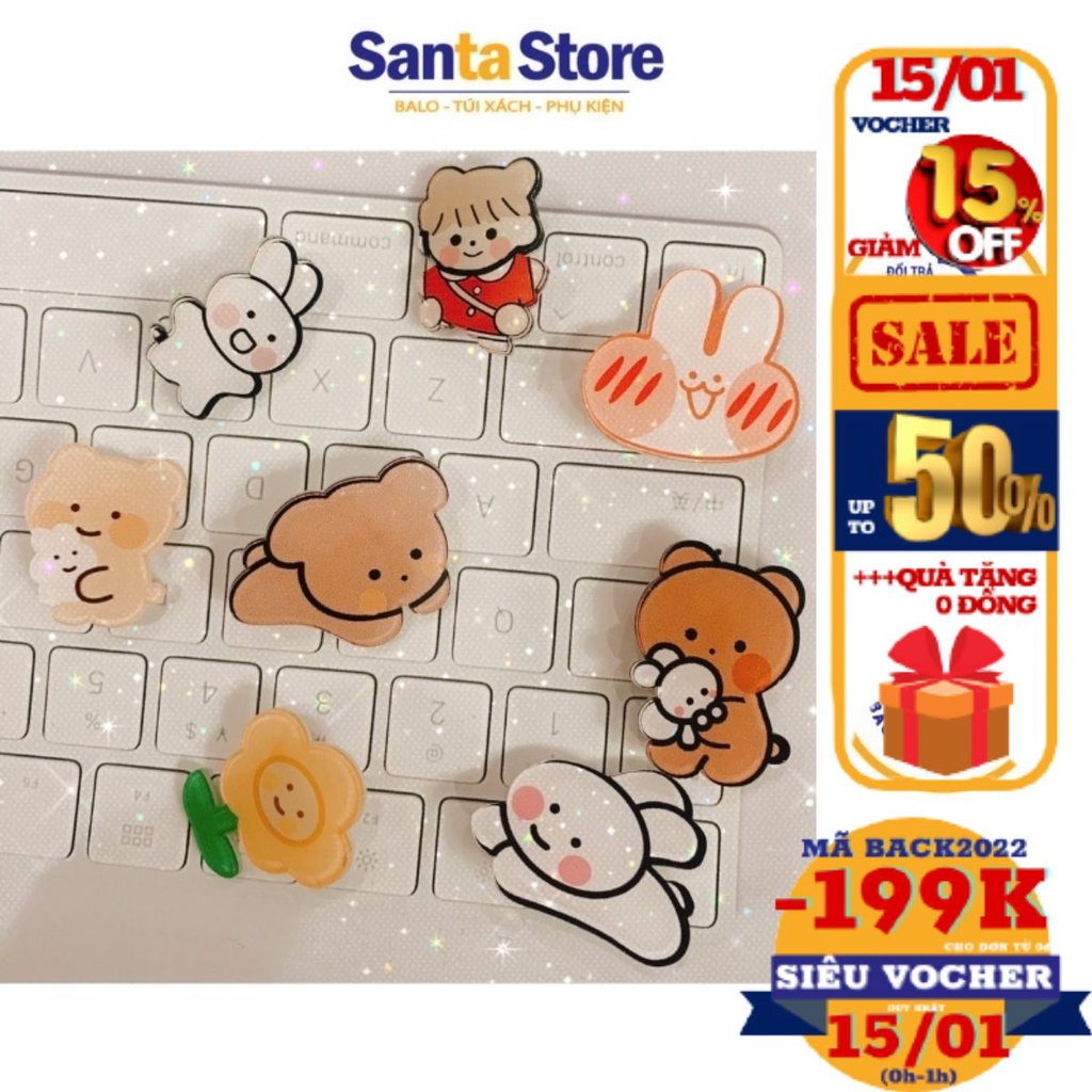 Pin cài balo túi xách, huy hiệu ghim cài áo, stick charm gắn cặp hoạt hình anime cute dễ thương đáng yêu SANTA STORE