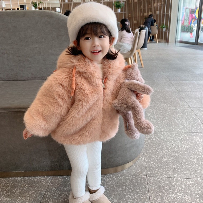 Áo khoác cotton tay dài có mũ màu trơn thời trang mùa đông xinh xắn giữ ấm cho bé gái 1-5 tuổi