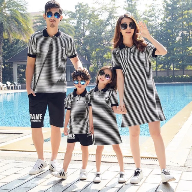 Set gia đình phông kẻ chuẩn POLO