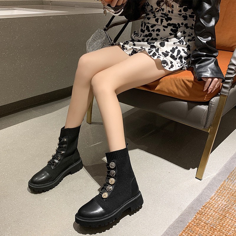 XẢ KHO (S155) Bốt nữ cổ len dây trước tag khuy cúc (mã 927- bốt khuy cúc)