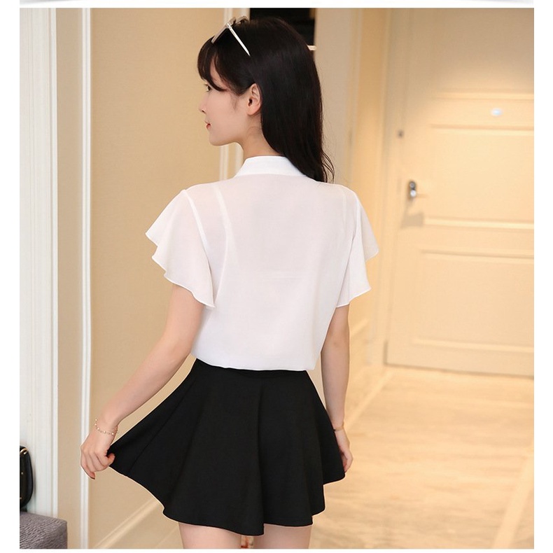 Áo Sơ Mi Nữ Hàn Quốc Cổ Trụ Chữ V Form Rộng Đi Làm Đi Chơi Thoải Mái ulzzang Sm19