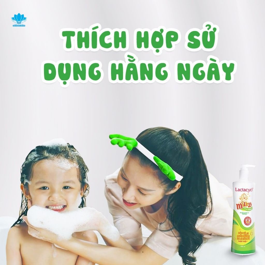 LACTACYD MILKY Sữa Tắm Gội Hằng Ngày Dành Cho Trẻ Giúp Bảo Vệ Dưỡng Ẩm Da Cho Bé Hàng Chính Hãng Chai 250ml, 500ml