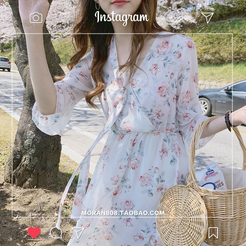 (ORDER) Váy hoa dáng dài thắt eo MORAN Hàn Quốc 2020 | BigBuy360 - bigbuy360.vn