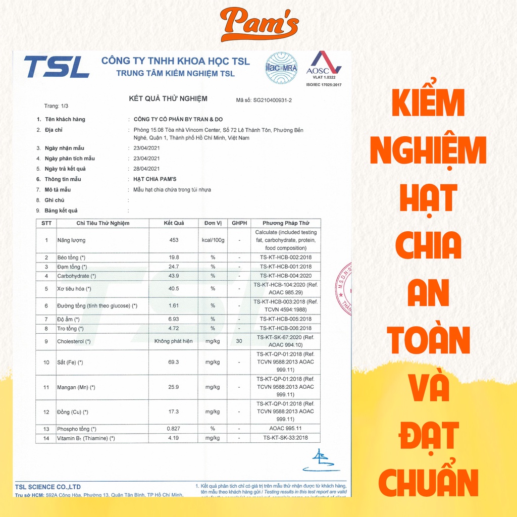 Hạt Chia PAMS 10g/túi