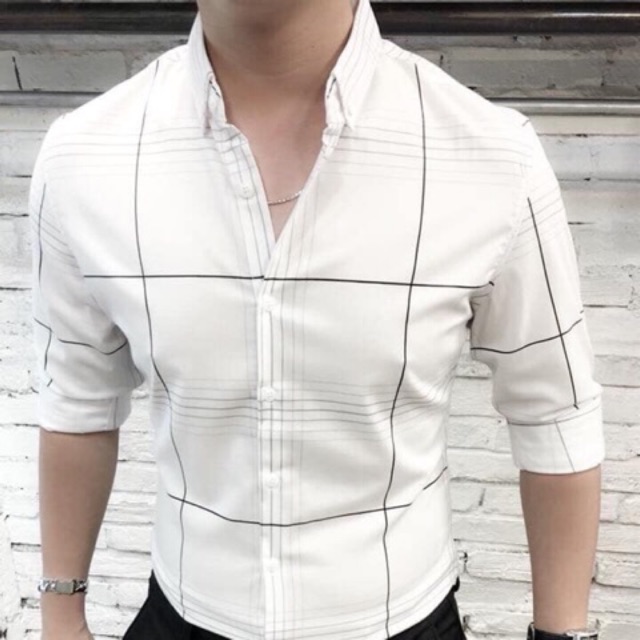 Áo sơ mi sọc caro phi lụa giá sỉ