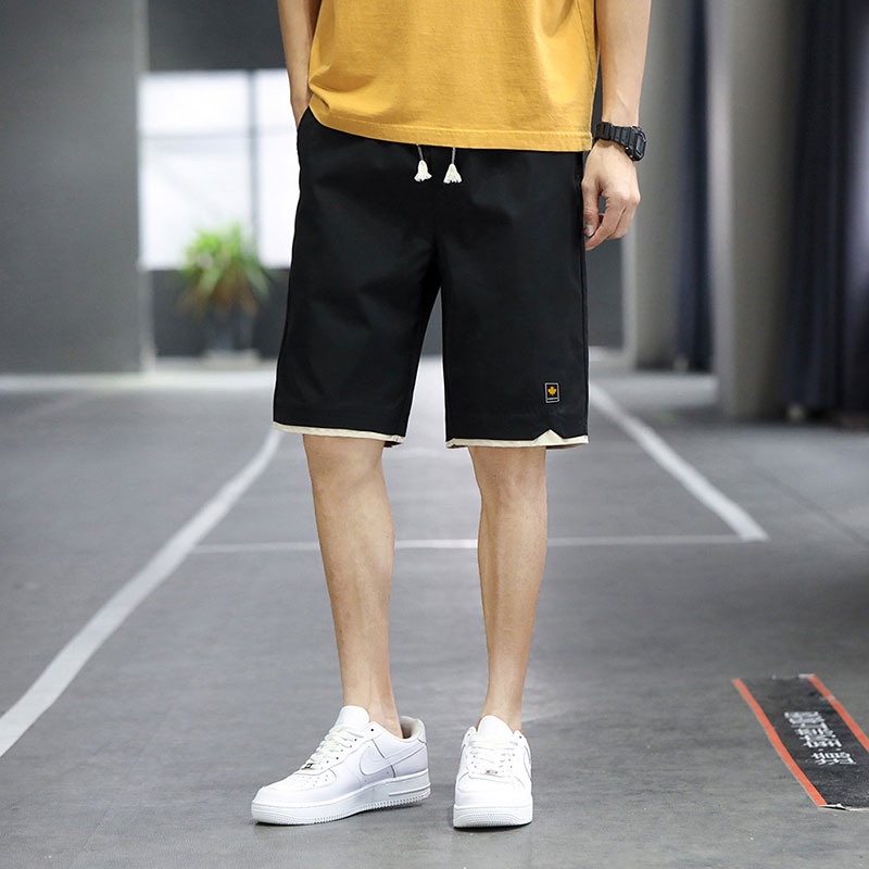Quần short thể thao ống rộng phối dây rút thời trang mùa hè năng động cho nam