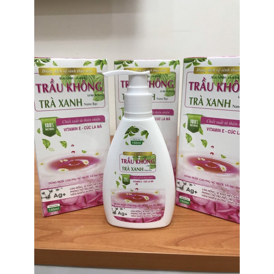 Giá tốt, thảo dược, dịu nhẹ cho da) Dung dịch vệ sinh phụ nữ Trầu không trà xanh Nano bạc 150ml