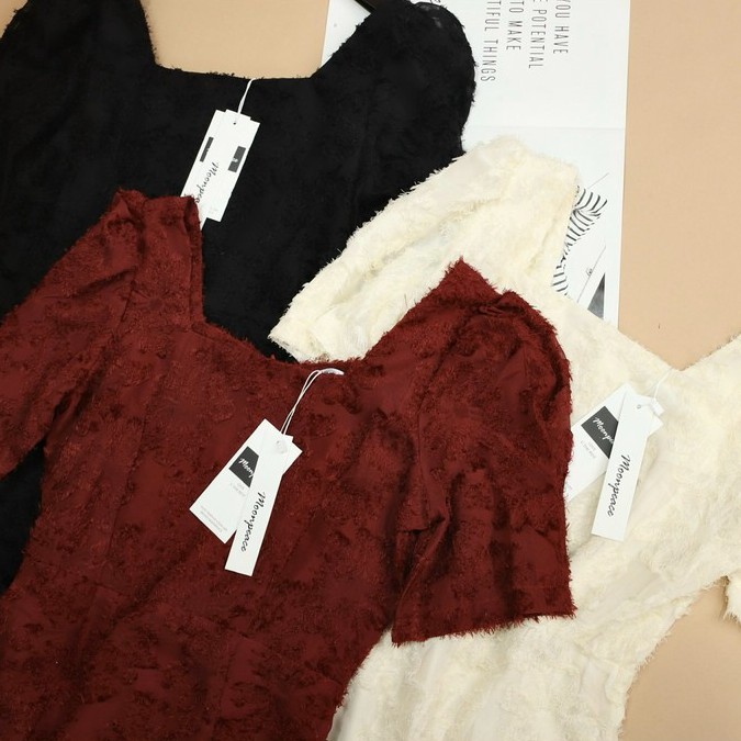 Đầm chữ A cổ chữ vuông ren tua, 2 lớp đẹp, thích hợp dự tiệc LXK77070 | BigBuy360 - bigbuy360.vn