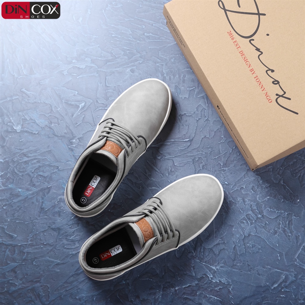 Giày Sneaker Da Nam DINCOX C03 Khí Chất Lịch Thiệp Grey