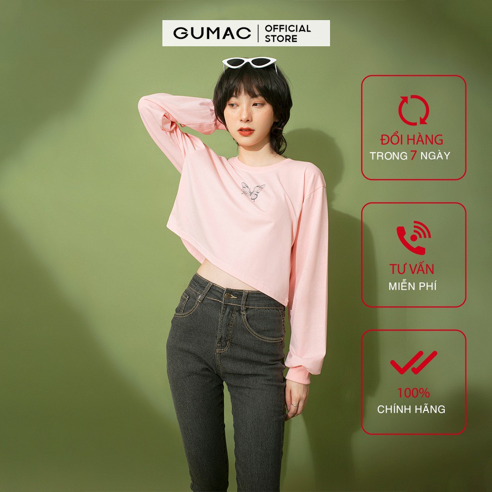 [Mã WABRGUM giảm 10% tối đa 30K đơn 99K] Áo thun nữ tay dài in bướm GUMAC đủ màu, đủ size, năng động, cá tính ATB131