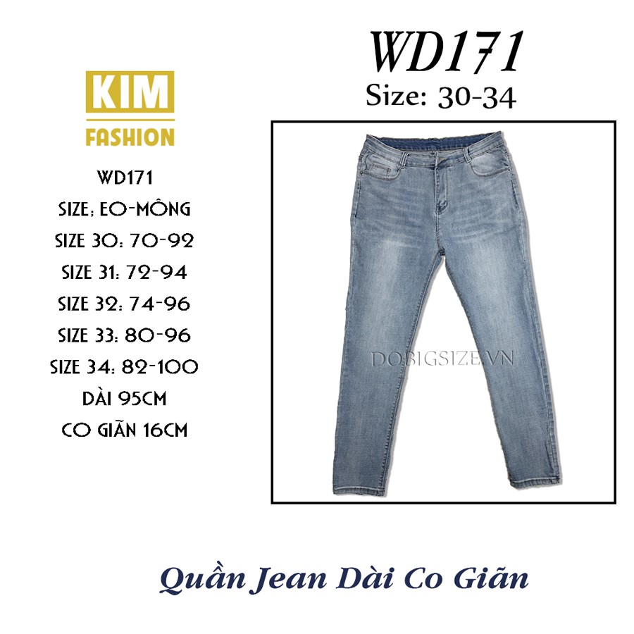 Quần Jean Dài Bigsize Co Giãn WD171 Size 30-34