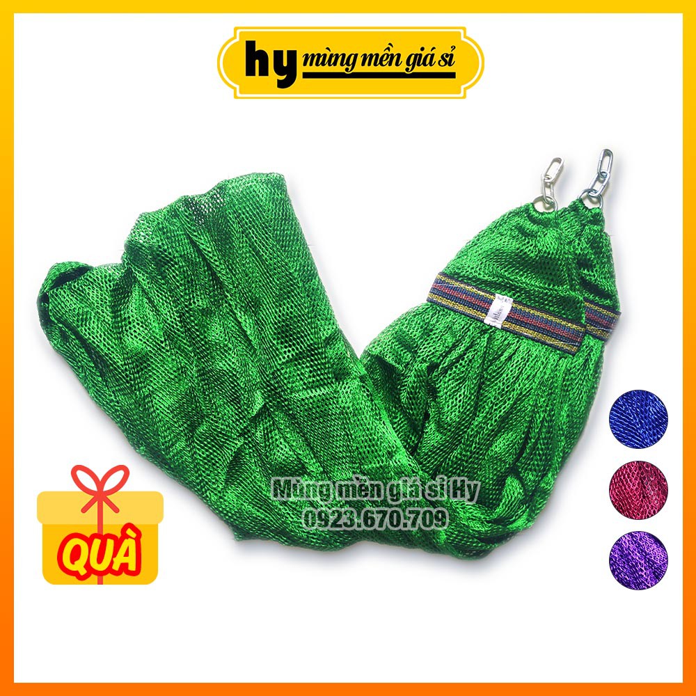 [TẶNG 5M DÂY] Võng lưới 2 lớp dài 2m2 may đầu có dây xích - ẢNH THẬT 100% | Mùng mền giá sỉ Hy