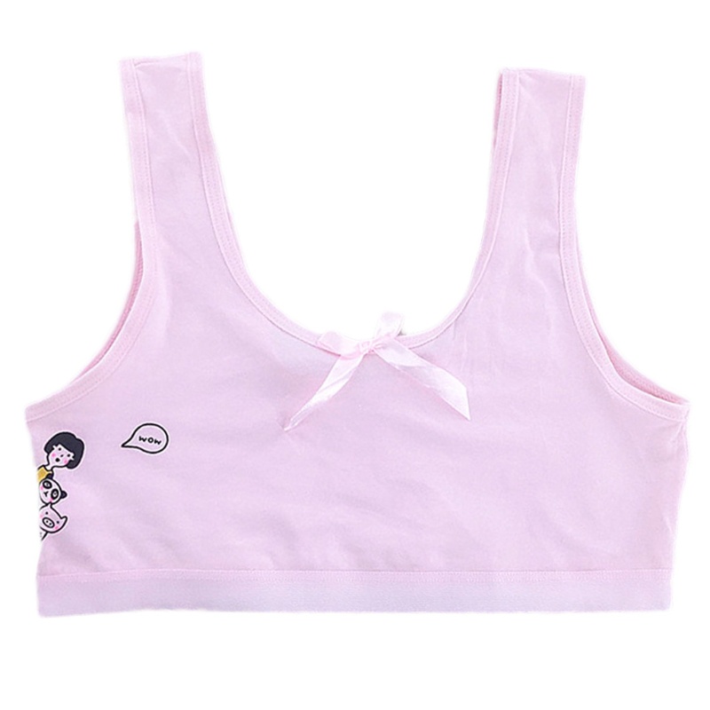 Áo Ngực Cotton Thoáng Khí Đính Nơ Họa Tiết Hoạt Hình Dễ Thương Thời Trang Mùa Hè Cho Bạn Gái