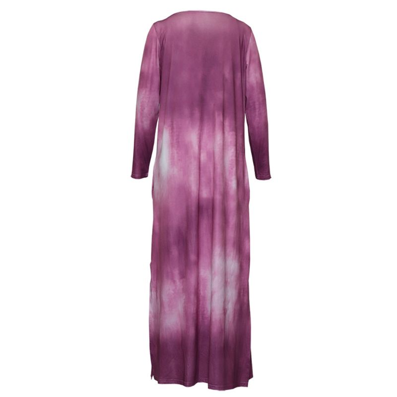 Đầm Thun Maxi Tay Dài Nhuộm Màu In Chữ Quyến Rũ Thời Trang Mùa Thu Cho Nữ