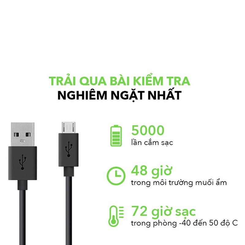 Cáp Micro USB ngắn 20Cm sạc cấp nguồn cho Smartphone Máy tính bảng nhanh chóng