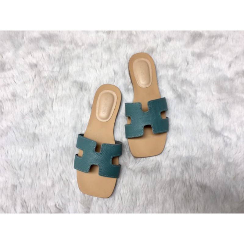 Dép chữ H da bò, đế cao su không trơn trượt