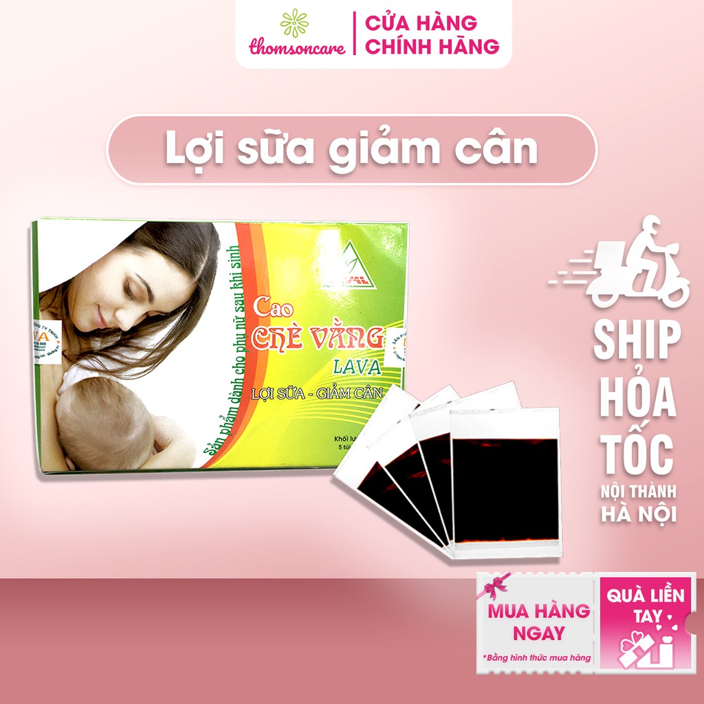 Cao chè vằng Lava lợi sữa cho mẹ bầu sau sinh hộp 5 gói lá vằng giảm mỡ mụn nhọt thải độc gan hỗ trợ tiểu đường