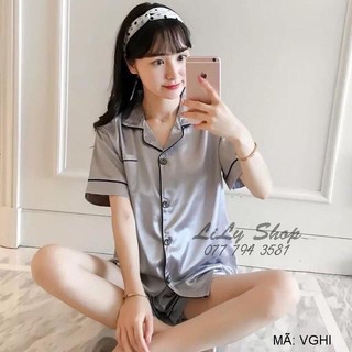 BỘ LỤA NGỦ PHỐI VIỀN TRẮNG - BỘ LỤA TAY CỘC, QUẦN NGẮN