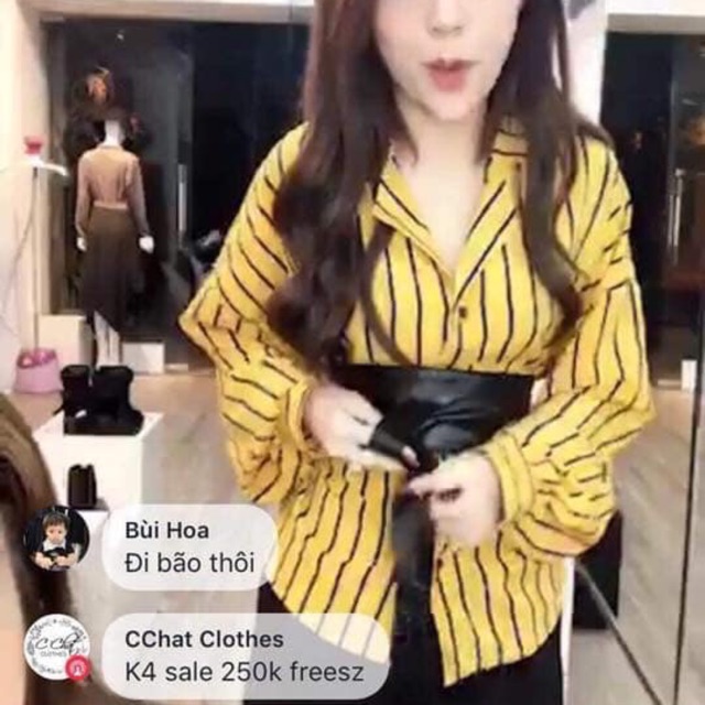 Áo sơ mi sọc vàng cchat