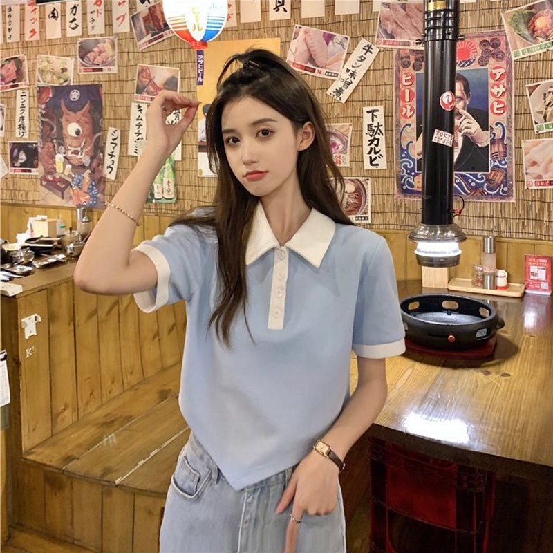 Áo polo Ngắn Tay Phong Cách Hàn Quốc Thời Trang Mùa Hè Dành Cho Nữ