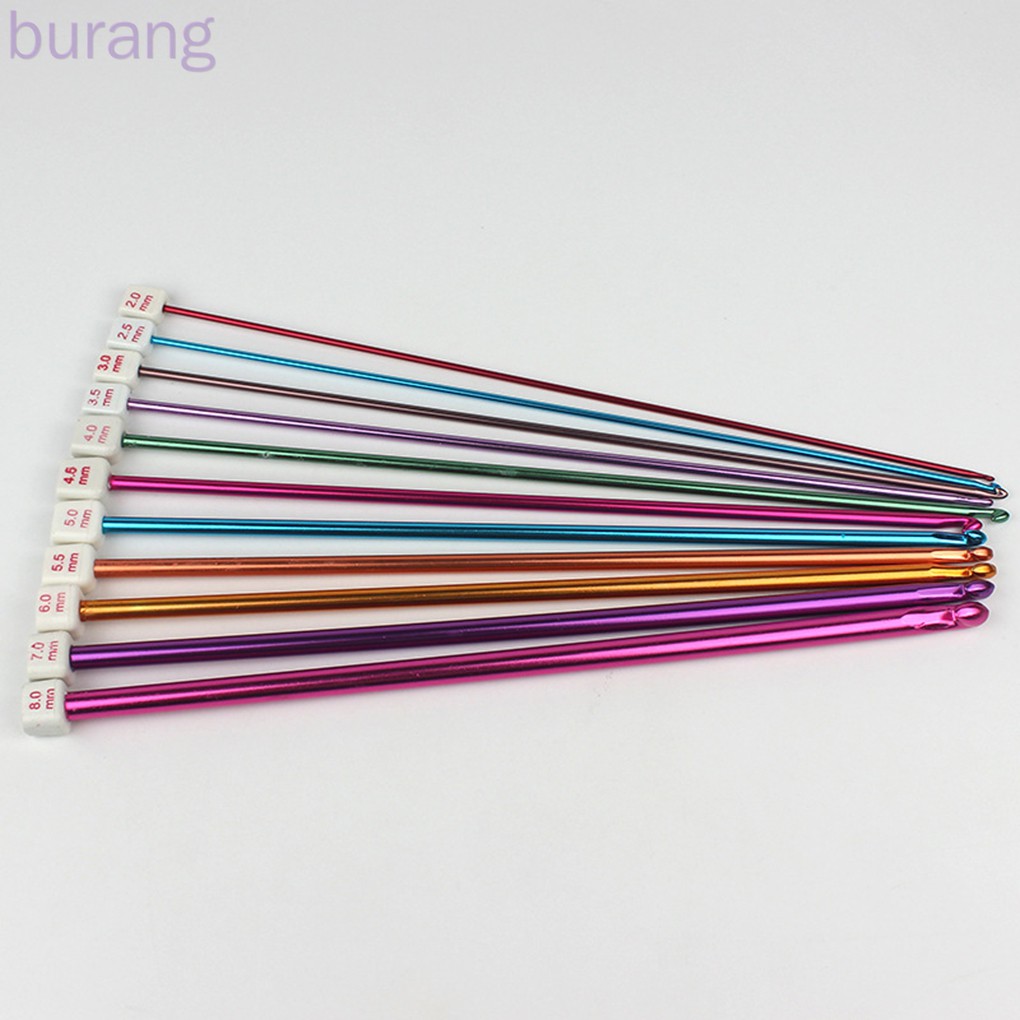11pcs/set Crochet Hook Needles Set Multicolor Aluminum Hook Kits Knitting Tools Accessory Random Color