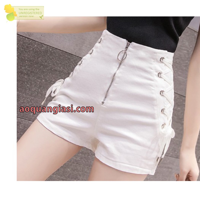 Quần short dây kéo trước đan dây hông MT338