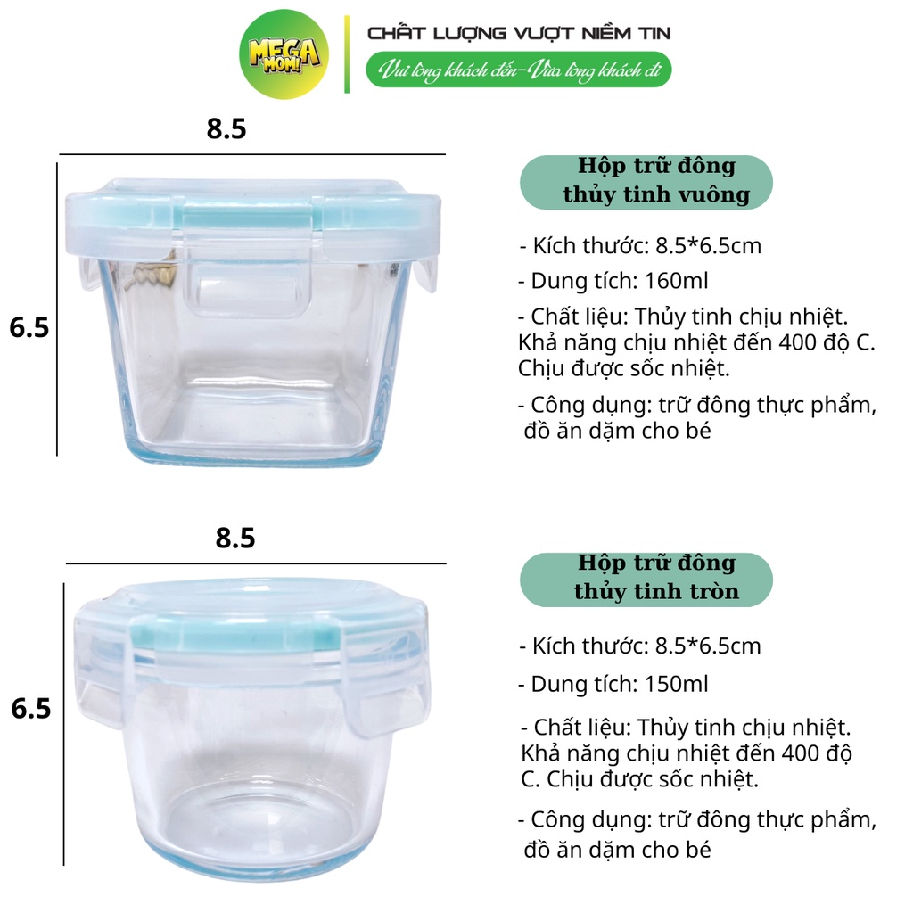 Hộp Trữ Thức Ăn Dặm Cho Bé, Hộp Trữ Đông Ăn Dặm Chất Liệu Thủy Tinh Cao Cấp