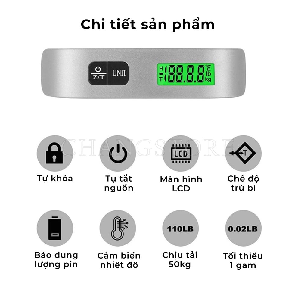Cân điện tử cầm tay thép ngang, cân điện tử mini dạng treo nhỏ gọn tiện lợi