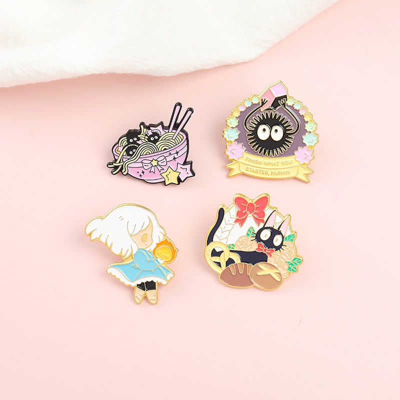 Ghim cài áo QIHE JEWELRY kiểu hoạt hình anime dễ thương 4 hình dạng tùy chọn