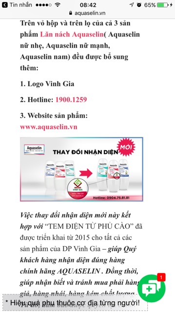 Lăn khử mùi nách AQUASELIN lọ 50 ml - hàng nhập khẩu chính hãng | BigBuy360 - bigbuy360.vn