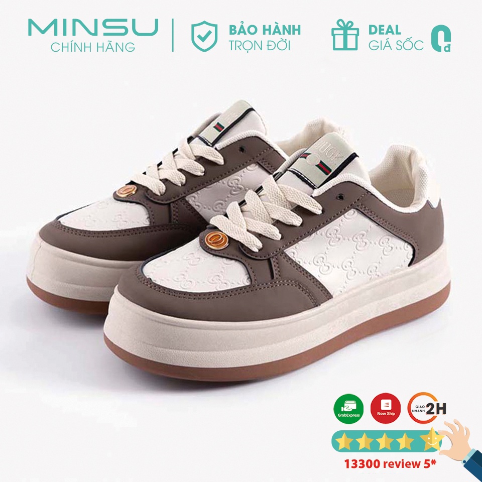 Giày Thể Thao Sneaker Nữ Bánh Mì MINSU M3612 Style Hàn Quốc Độn Đế 5cm Cực Đẹp Khi Đi Chơi, Học