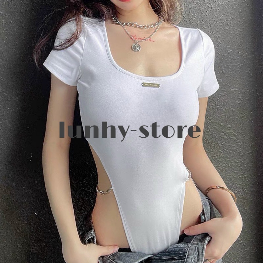 Áo Bodysuit Áo Croptop Khoét Eo Tôn Dáng Chất Cotton Mịn Siêu Đẹp