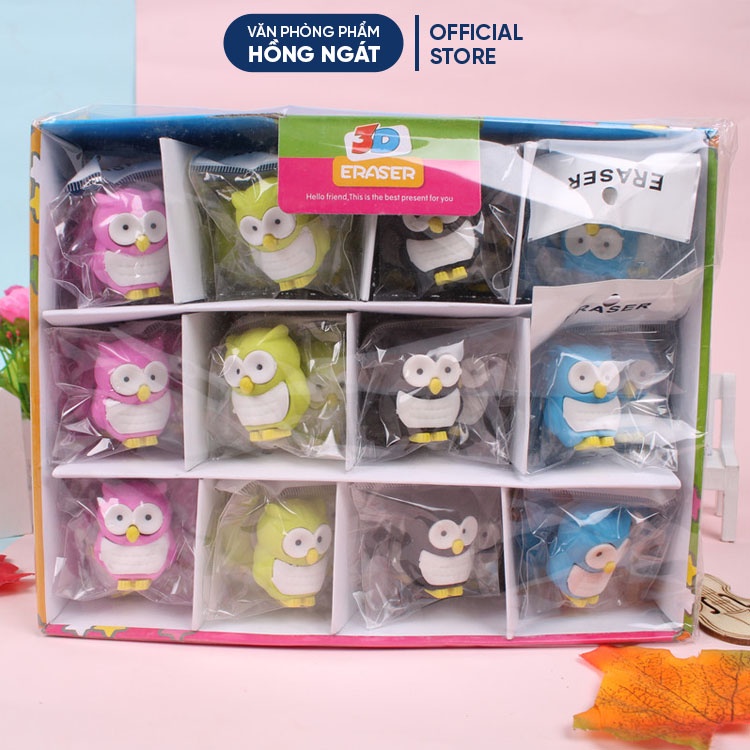 Tẩy bút chì hình cú mèo, đồ dùng học tập dễ thương cute giá rẻ làm quà tặng học sinh văn phòng phẩm T07