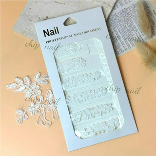 sét hạt trai nửa gắn móng trang trí móng