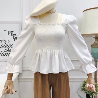 [Rẻ Vô Địch] Áo kiểu babydoll tay phồng cổ vuông siêu xinh