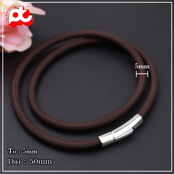 Dây chuyền dù thái thời trang PT JEWELRY kích cỡ 5mm màu nâu đen PTDCNA185