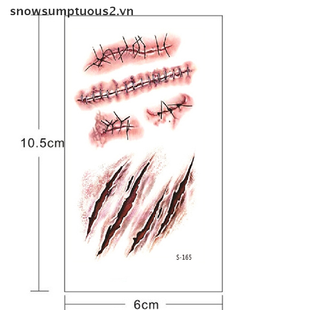 Bộ 3 Hình Xăm Dán Vết Sẹo Zombie 3D Hóa Trang Halloween Độc Đáo