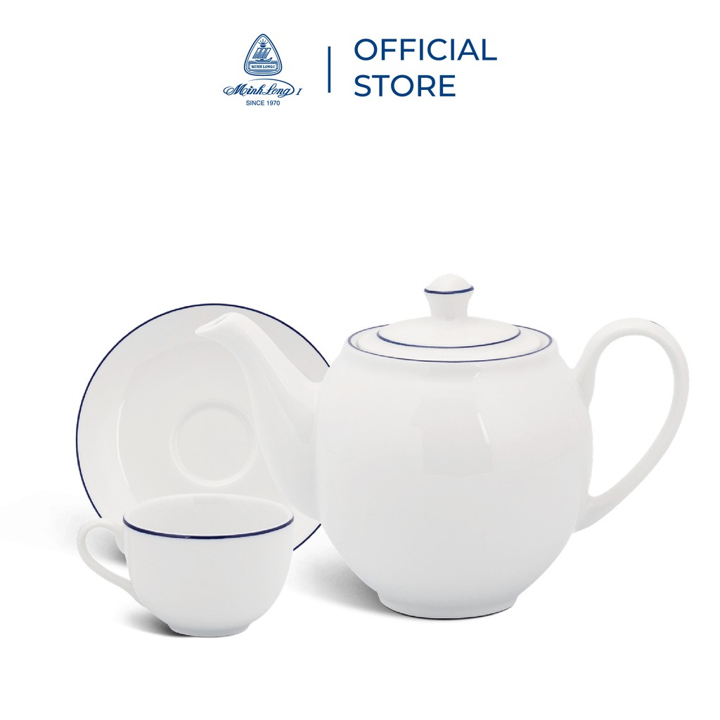 Bộ trà cao cấp Minh Long 0.5 L - Camellia - Chỉ Xanh Dương