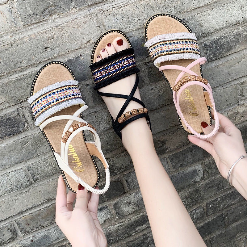 Giày Sandal Phong Cách Bohemian Mẫu 2020 One Size Nhỏ Thời Trang Đi Biển Dành Cho Nữ
