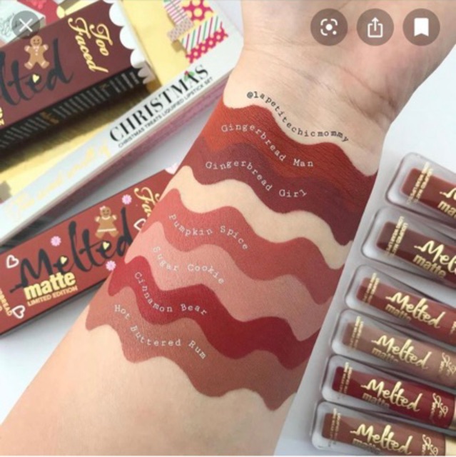 Son Kem Lì TOO FACED – Melted Matte Gingerbread Man🎅🏻 & Girl 🤶🏻